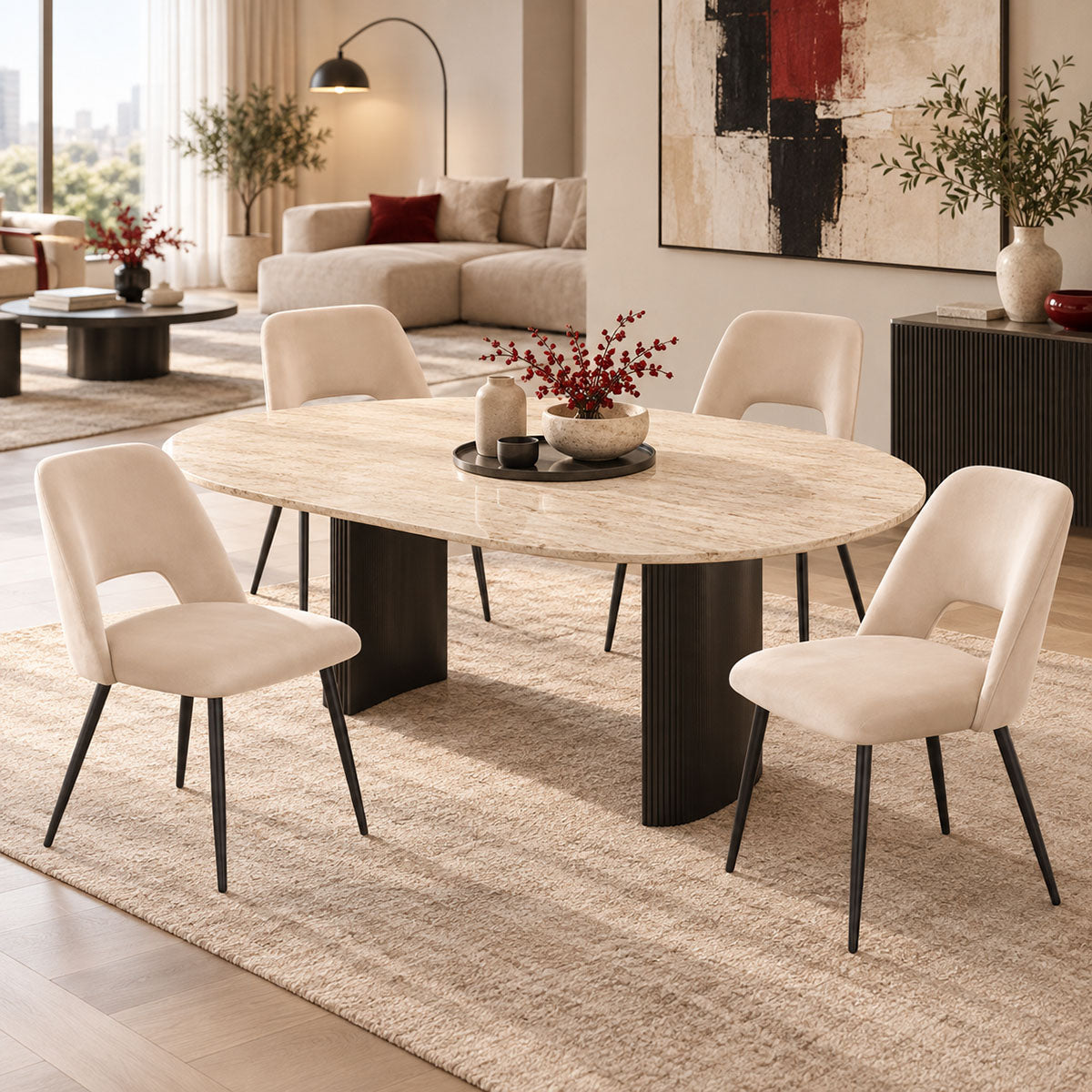 Scaun Nelda, picioare negre, catifea, Diverse culori, 44x58x82 cm - Bej | SKU: 428-000013 | Scaun Nelda, picioare negre, catifea, 44x58x82 cm, varianta Bej, produs pentru amenajarea locuinței, disponibil online în România la CasaMob