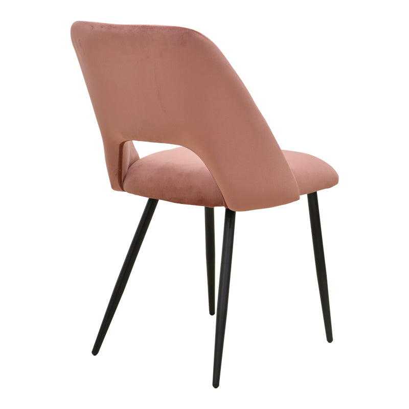 Scaun Nelda, picioare negre, catifea, Diverse culori, 44x58x82 cm - Roz | SKU: 428-000015 | Scaun Nelda, picioare negre, catifea, 44x58x82 cm, varianta Roz, produs pentru amenajarea locuinței, disponibil online în România la CasaMob