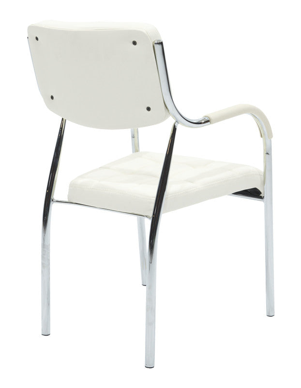 Scaun oaspete superposable Otlen pu-crom 47x45x87 cm, Alb - Negru, 45x47 cm - Alb