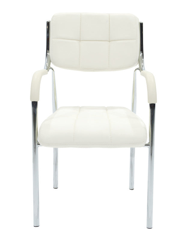 Scaun oaspete superposable Otlen pu-crom 47x45x87 cm, Alb - Negru, 45x47 cm - Alb
