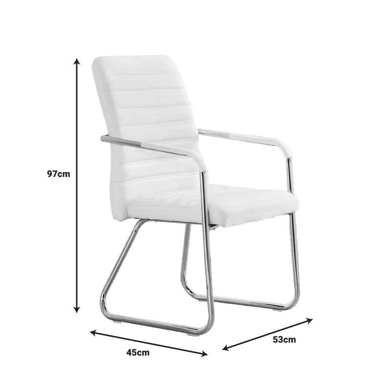 Scaun pentru oaspeti Sefine, picior din crom, Alb - Negru, 53x45x97 cm, 45x53 cm - Alb