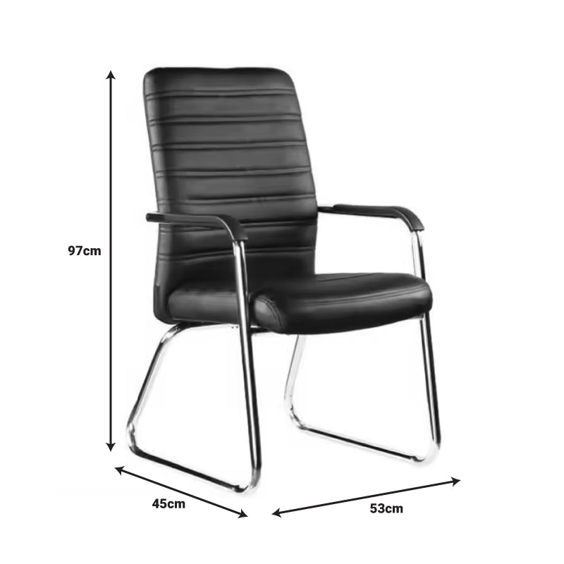 Scaun pentru oaspeti Sefine, picior din crom, Alb - Negru, 53x45x97 cm, 45x53 cm - Negru