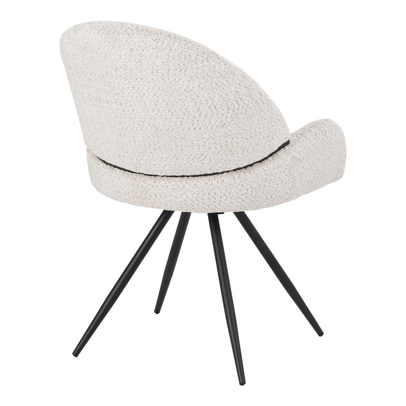 Scaun rotativ Morea, boucle si metal, 68x66x82 cm - Bej