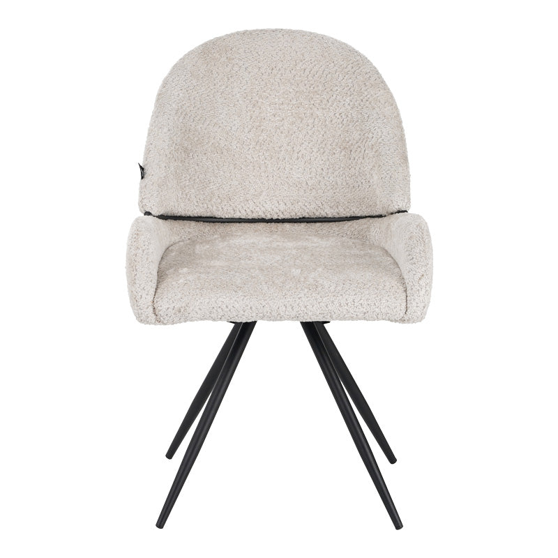 Scaun rotativ Morea, boucle si metal, 68x66x82 cm - Bej