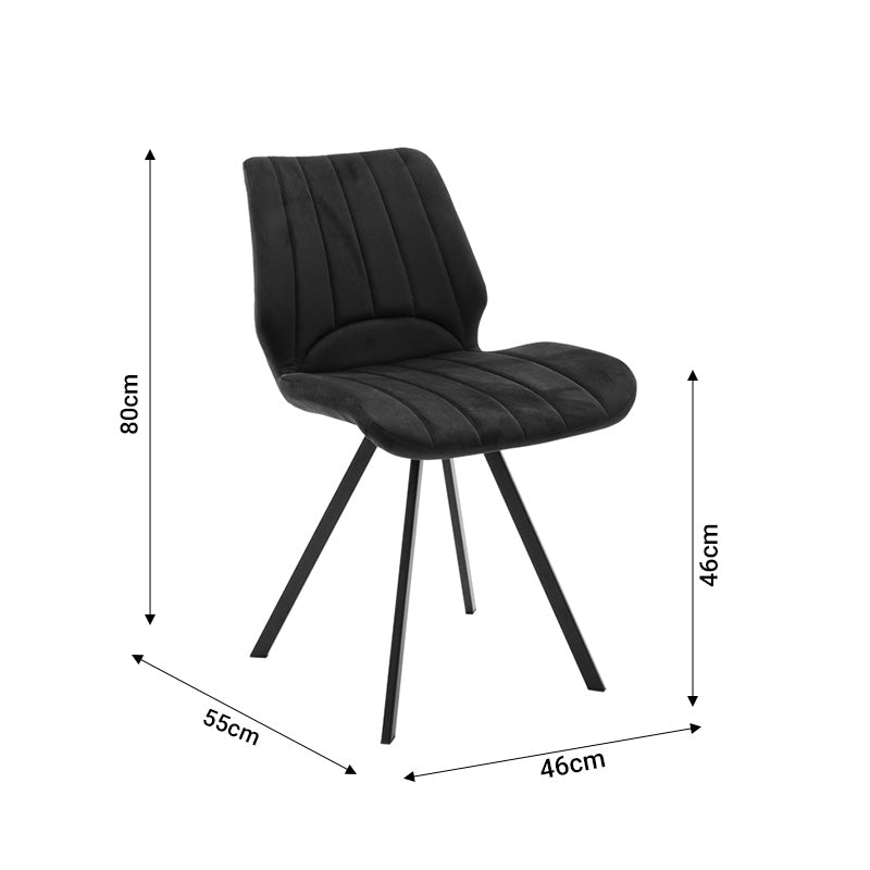 Scaun Sabia catifea, negru-negru, 46x55x80 cm