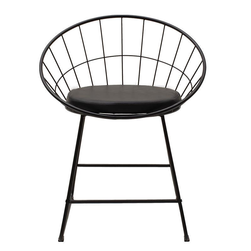 Scaun Seth din sârma neagra cu perna din PVC, neagra, 50x58 cm