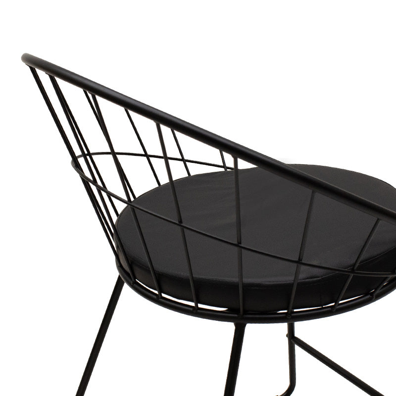 Scaun Seth din sârma neagra cu perna din PVC, neagra, 50x58 cm