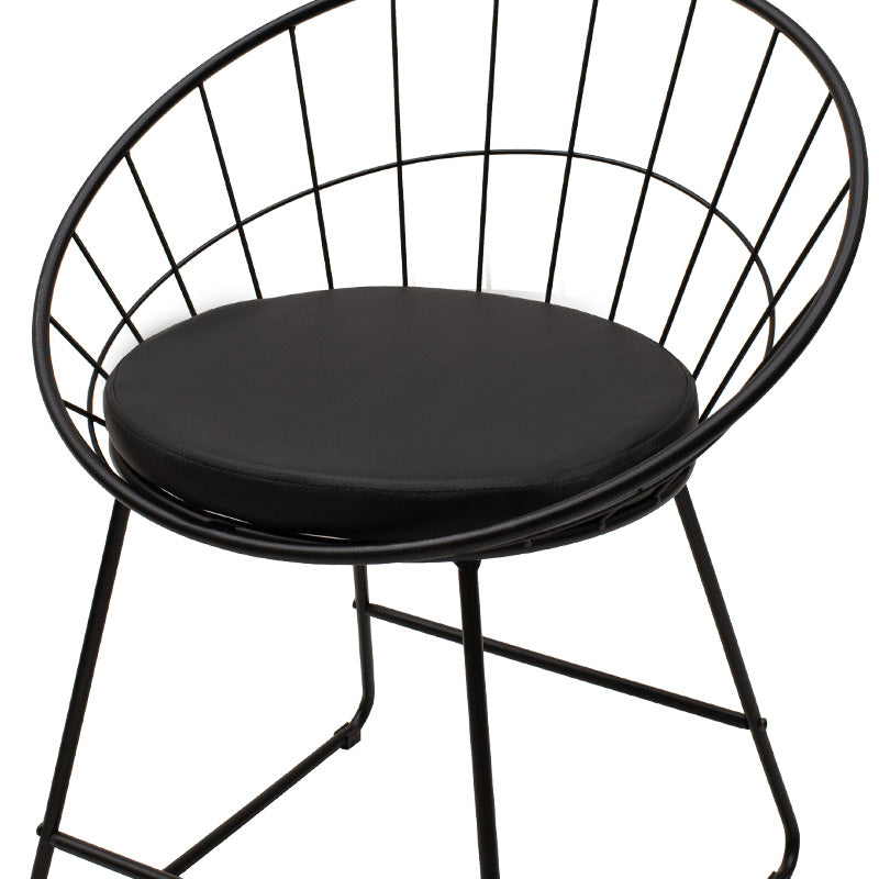 Scaun Seth din sârma neagra cu perna din PVC, neagra, 50x58 cm