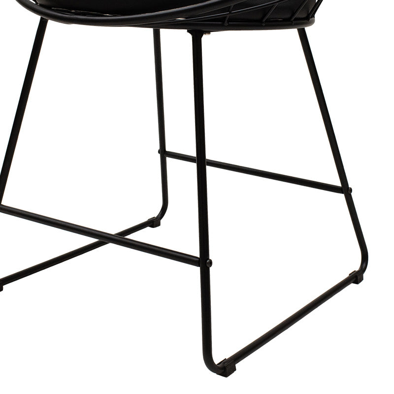 Scaun Seth din sârma neagra cu perna din PVC, neagra, 50x58 cm