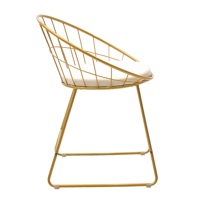 Scaun Seth sarma metalica aurie cu perna pvc, alb, 58x50x71 cm