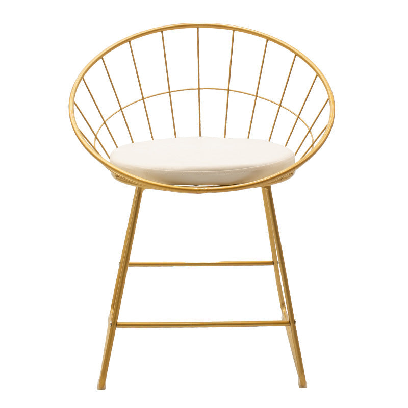 Scaun Seth sarma metalica aurie cu perna pvc, alb, 58x50x71 cm