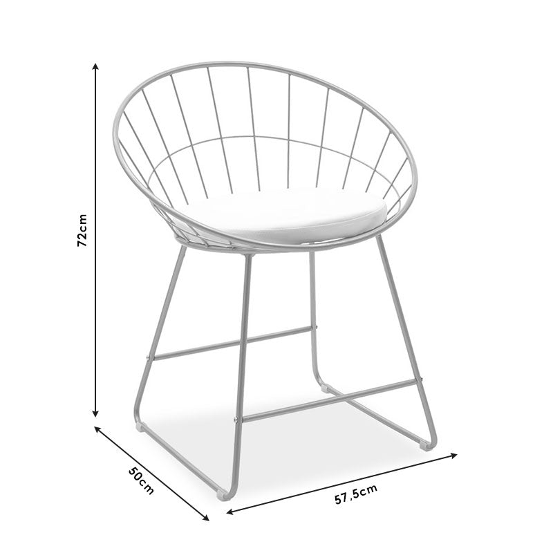 Scaun Seth sarma metalica aurie cu perna pvc, alb, 58x50x71 cm