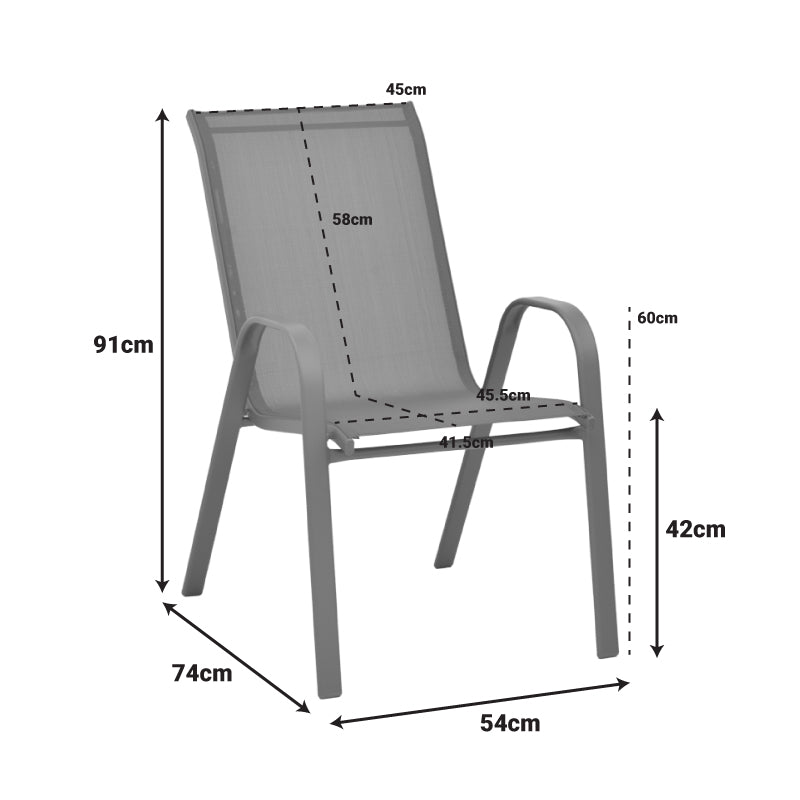 Scaun de gradina Calan, textilena si metal, 54x74x91 cm - Gri