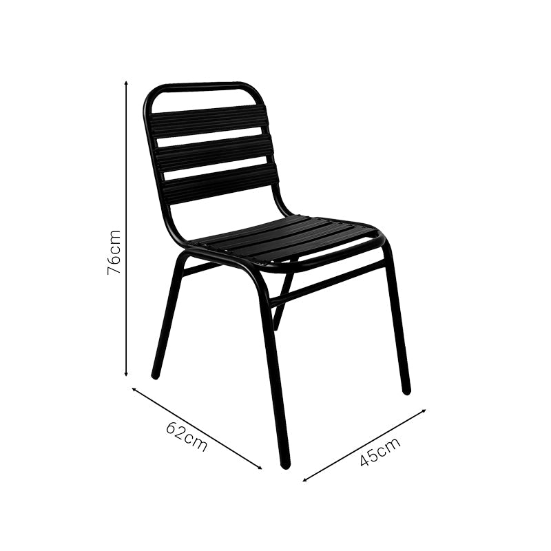 Scaun Sussie stack metal negru cu lamele din aluminiu, 45x62x76 cm