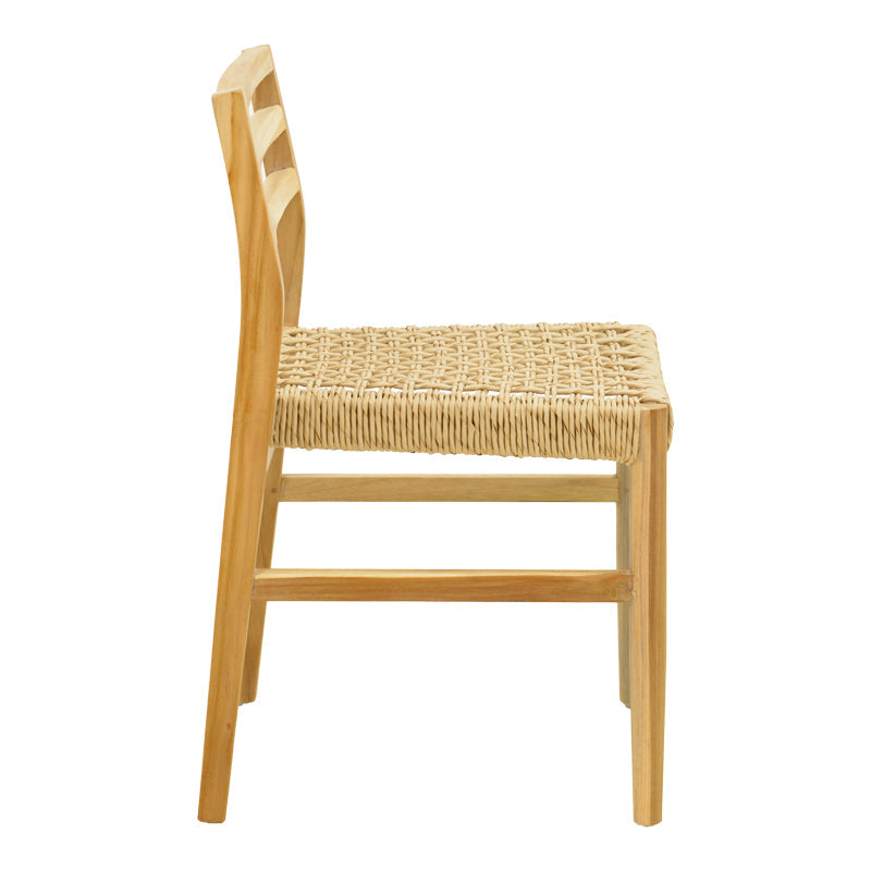 Scaun Tuga, lemn teak, împletitură PE, Natur, 50x58x86 cm