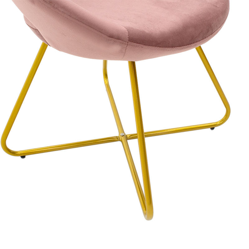 Scaun Valentina, catifea si metal, 65x60x82 cm - Roz