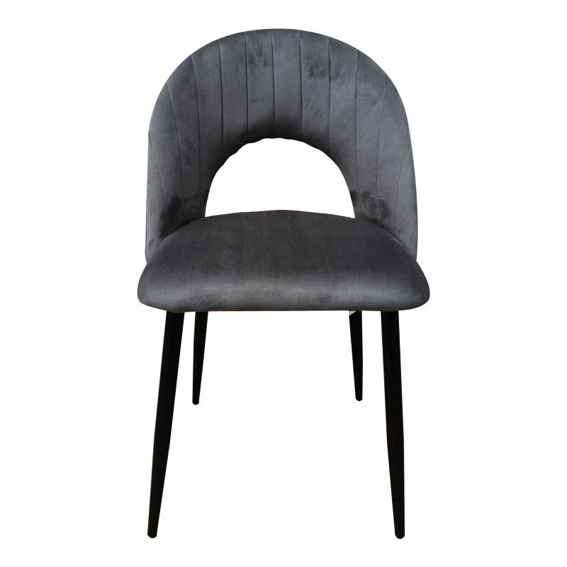 Scaun Lovingo, catifea si metal, 50x47x85 cm - Antracit