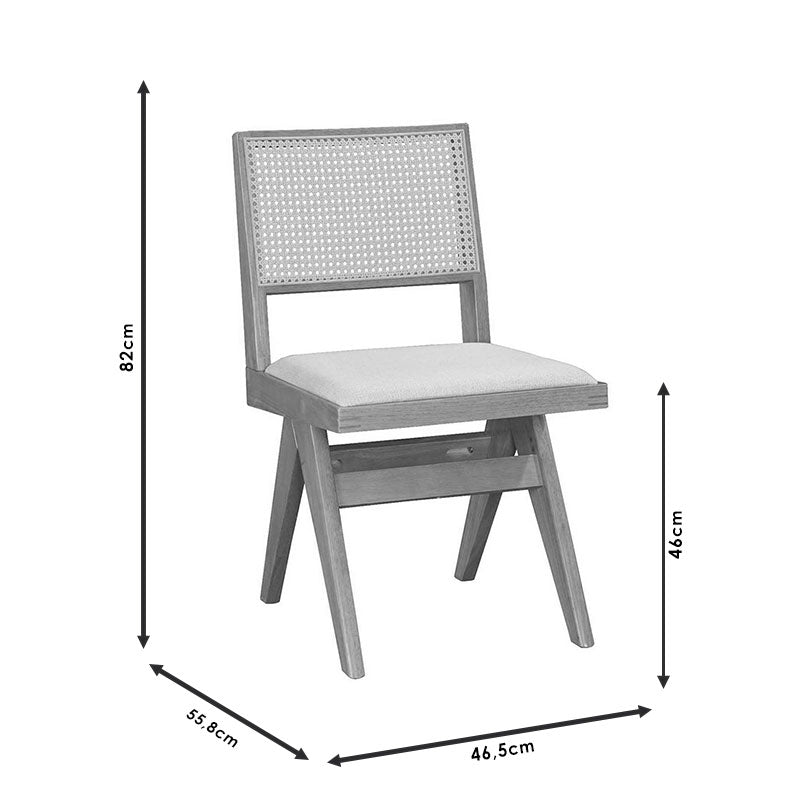 Scaun Winslow din negru, rachita de PVC, material rachita-cârpa, Gri, 56x47 cm - Nuc