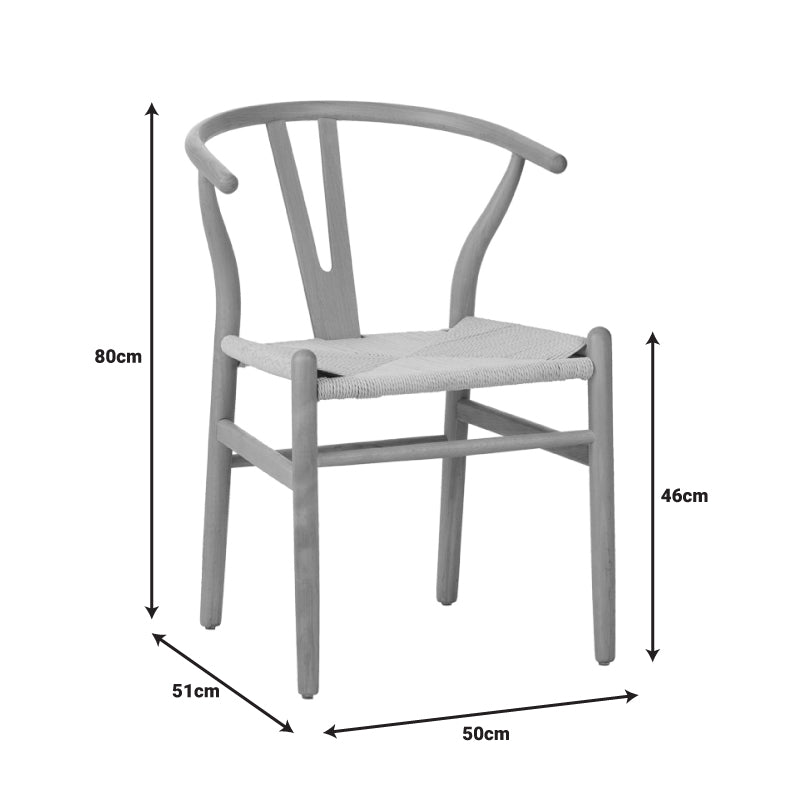 Scaun Wishbone rubberwood-rope, Natural, 60x51x80 cm