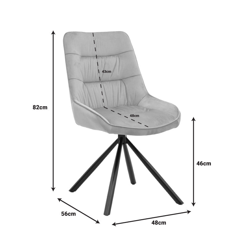 Scaun Wori Gri inchis catifea-metal picior, negru, 48x56x82 cm