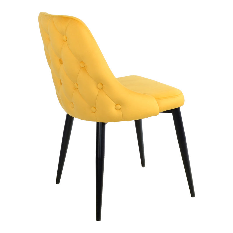 Scaun Zedna, Catifea, galbena, 51x58x84 cm - Negru