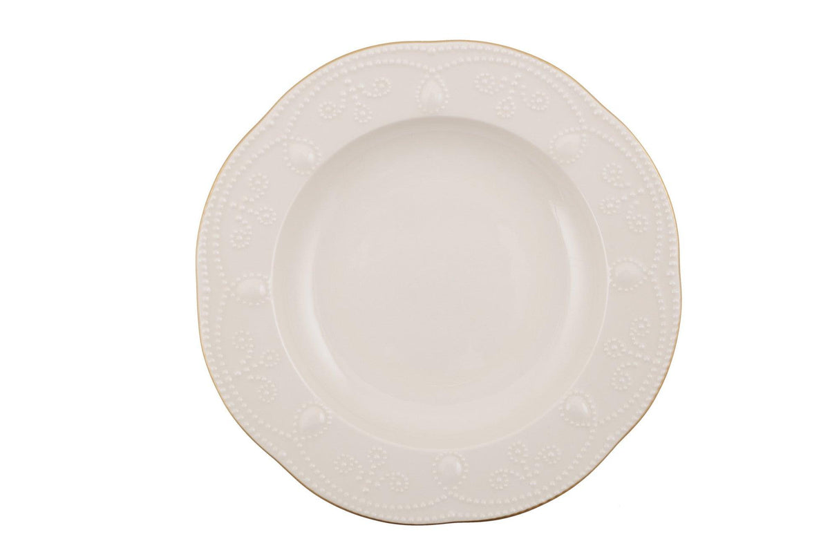 Serviciu de masa, 24 piese, Portelan, Crem - Auriu