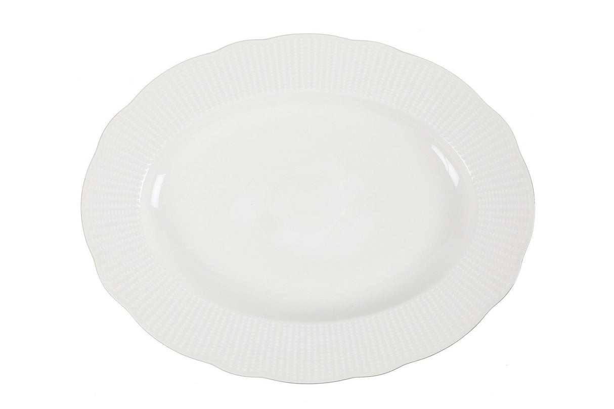 Serviciu de masa, 83 piese, Portelan, Alb - Auriu