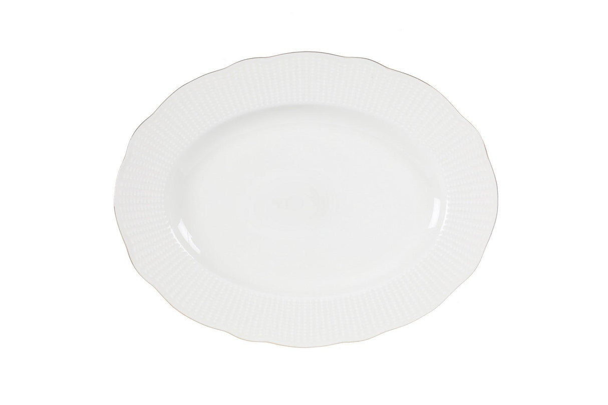 Serviciu de masa, 83 piese, Portelan, Alb - Auriu