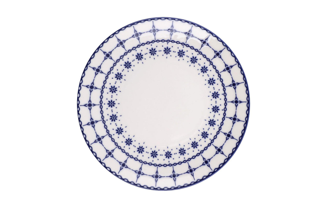 Serviciu de masa, Set 24 piese pentru cina, Portelan, Albastru, 25x25x2 cm