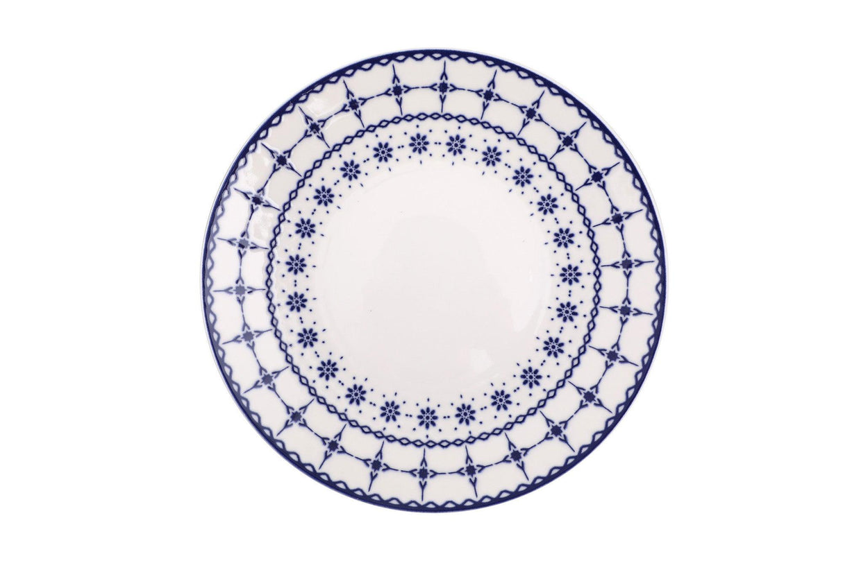 Serviciu de masa, Set 24 piese pentru cina, Portelan, Albastru, 25x25x2 cm