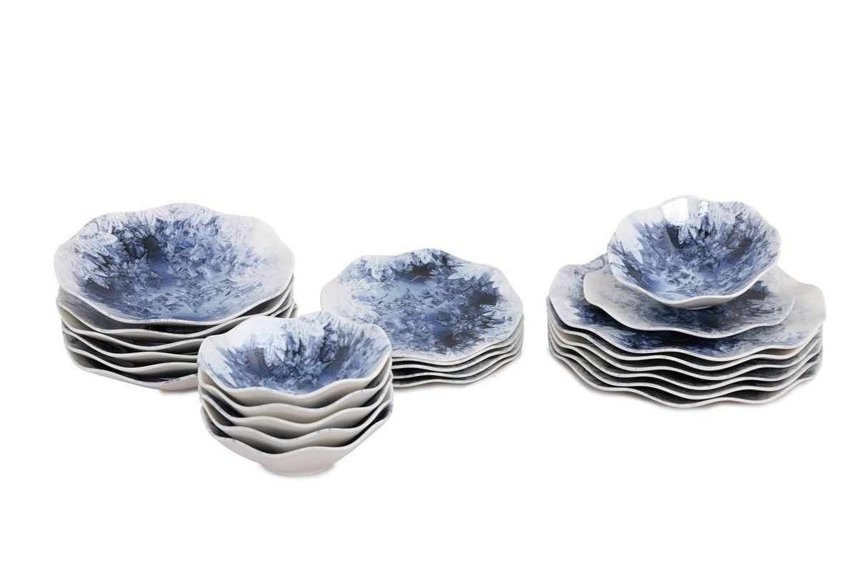 Serviciu de masa, Set 24 piese pentru cina, Portelan, Albastru, 29x28x36 cm