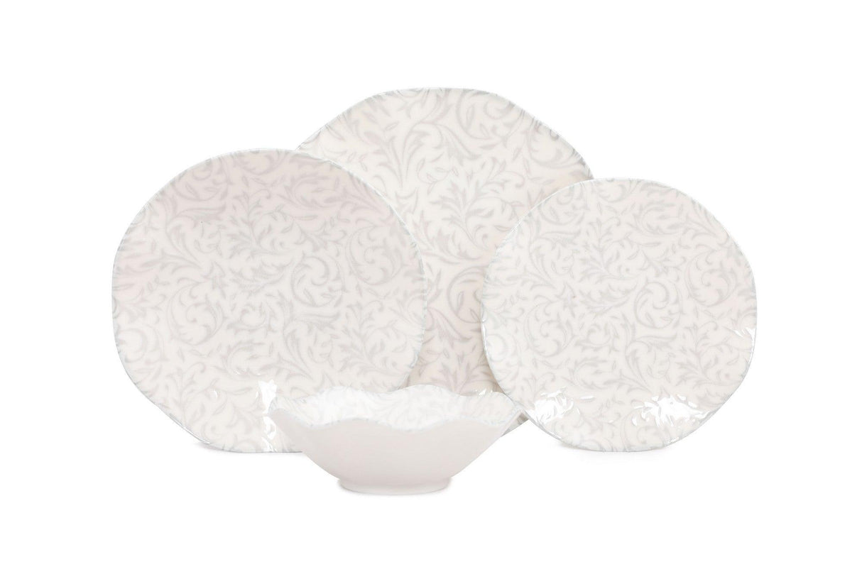 Serviciu de masa, Set 24 piese pentru cina, Portelan, Gri, 29x28x36 cm