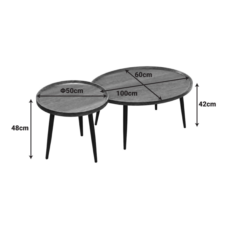 Set 2 măsuțe de cafea Jeda, Nuc, 100x60x42 cm