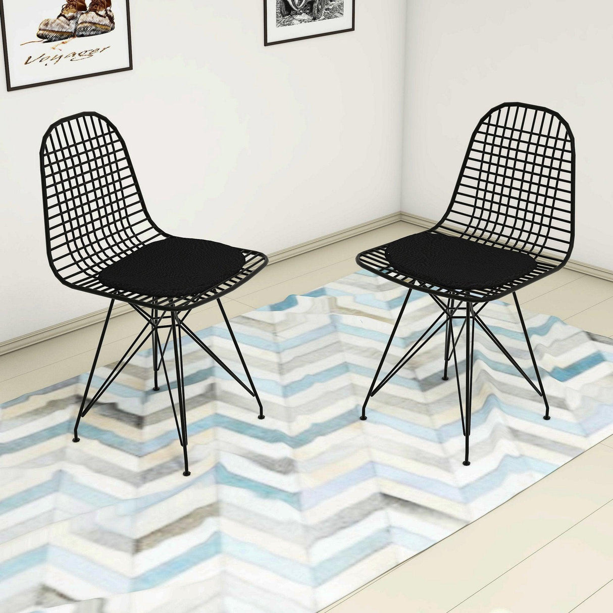 Set 2 Scaune, Interior/Exterior Fancy, Negru, 45x42x80 cm