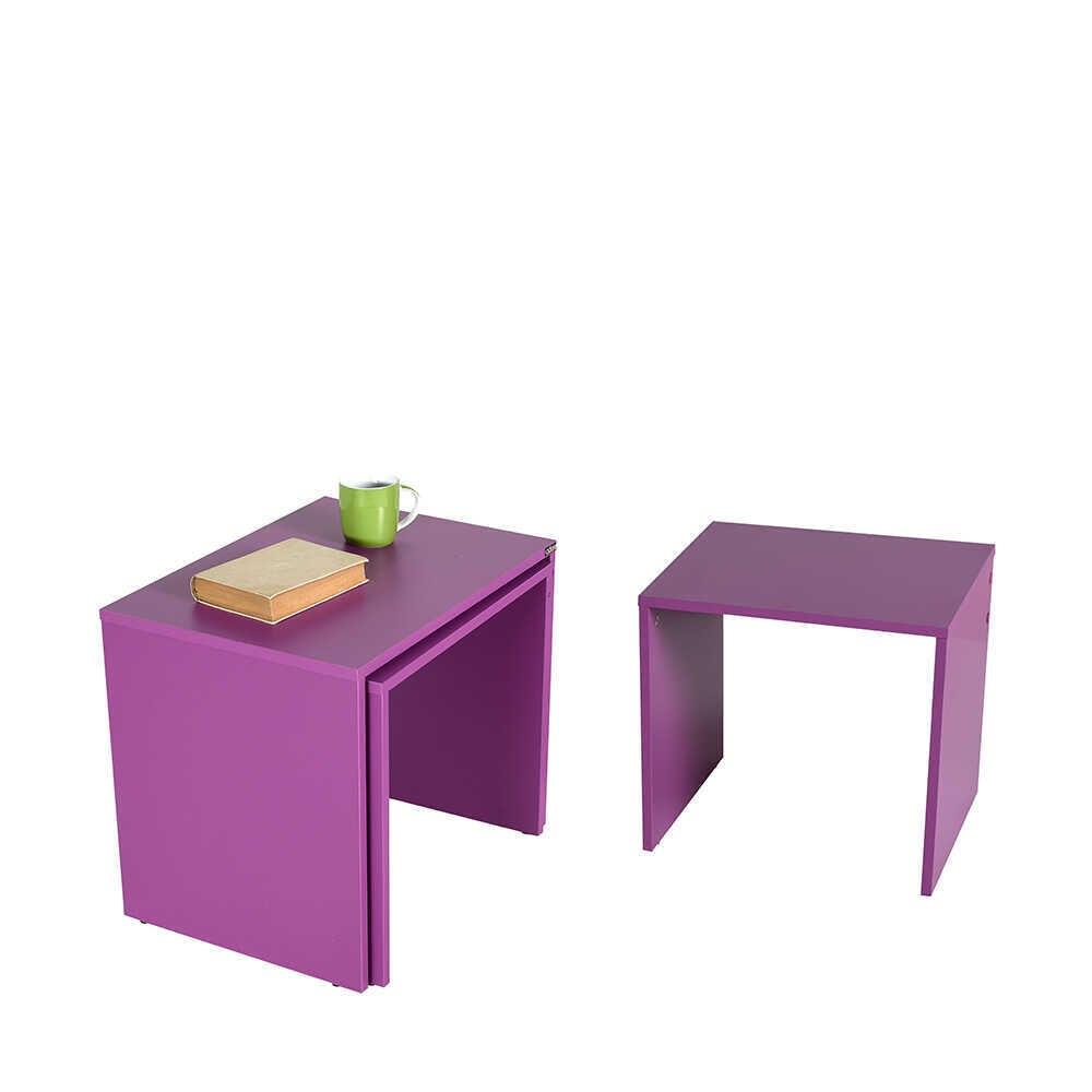 Set 3 Masute Cafea Zigon SHP-103-PP-1 Home Collection®, 55x47x40 cm - Mov | SKU: SHP-103-PP-1, SHP-103-YY-1, SHP-103-UU-1, SHP-103-HH-1, SHP-103-OO-1, SHP-103-TT-1, SHP-103-KK-1, SHP-103-FF-1