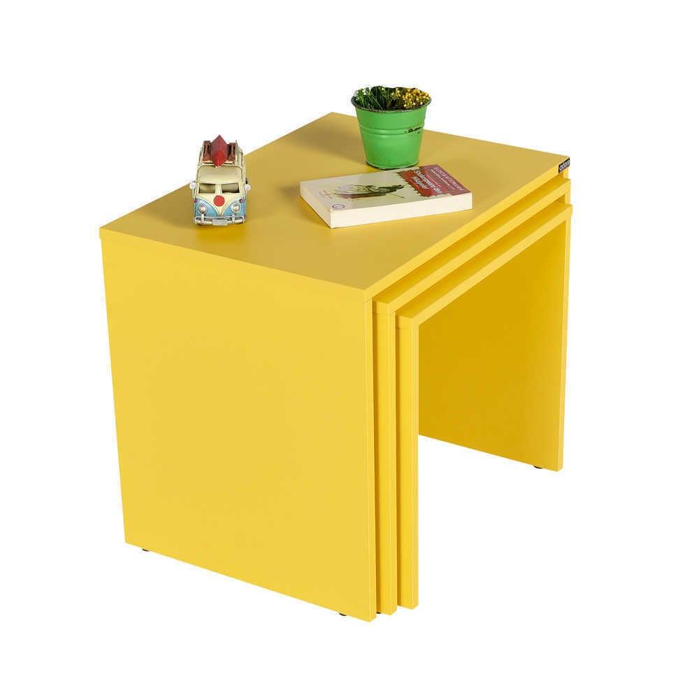 Set 3 Masute Cafea Zigon SHP-103-PP-1 Home Collection®, 55x47x40 cm - Galben | SKU: SHP-103-HH-1