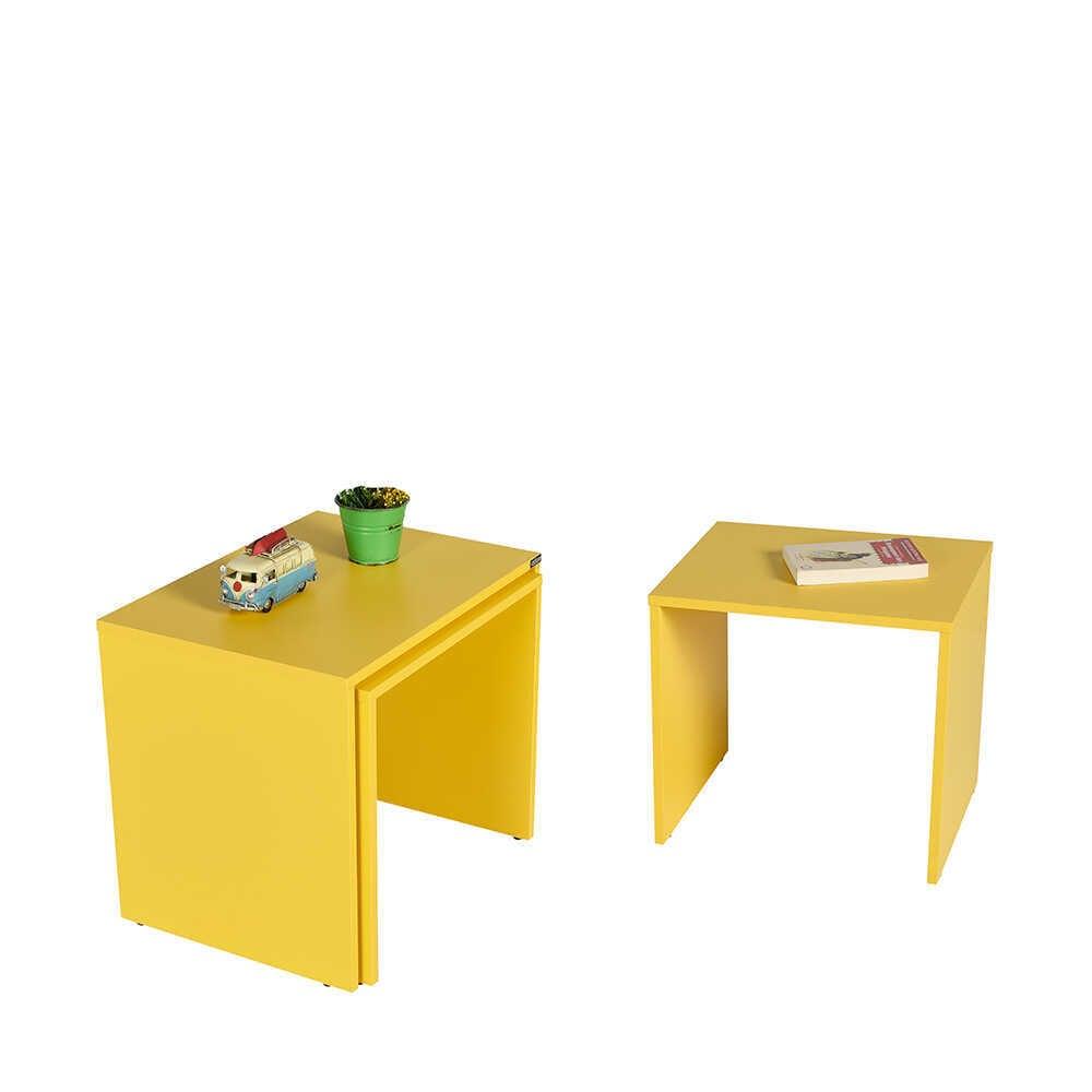 Set 3 Masute Cafea Zigon SHP-103-PP-1 Home Collection®, 55x47x40 cm - Galben | SKU: SHP-103-HH-1