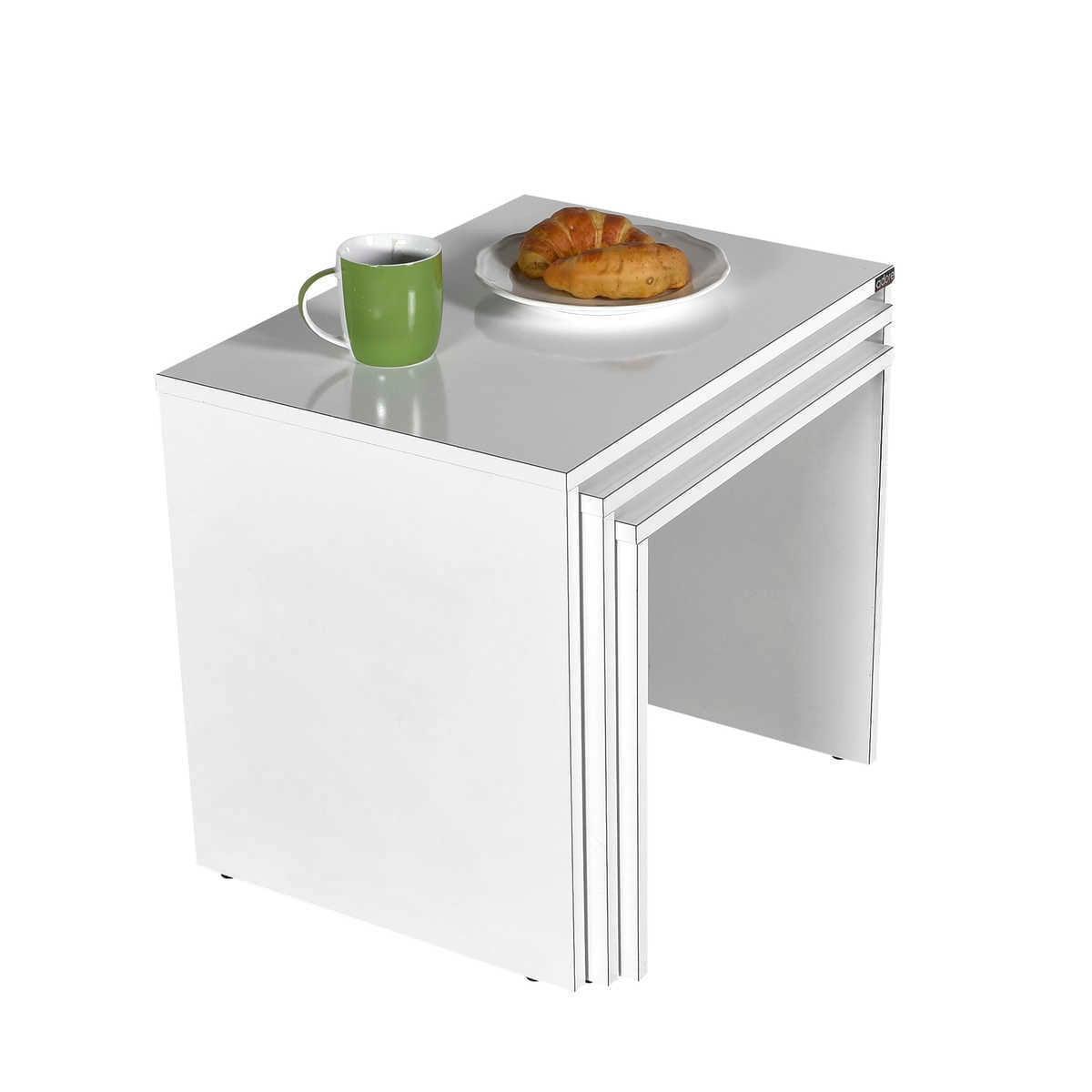 Set 3 Masute Cafea Zigon SHP-103-PP-1 Home Collection®, 55x47x40 cm - Alb | SKU: SHP-103-PP-1, SHP-103-YY-1, SHP-103-UU-1, SHP-103-HH-1, SHP-103-OO-1, SHP-103-TT-1, SHP-103-KK-1, SHP-103-FF-1