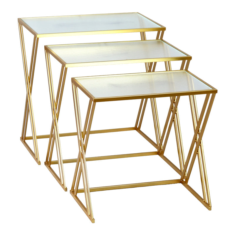 Set 3 masute de cafea Pitche, Auriu, 80x37x123 cm