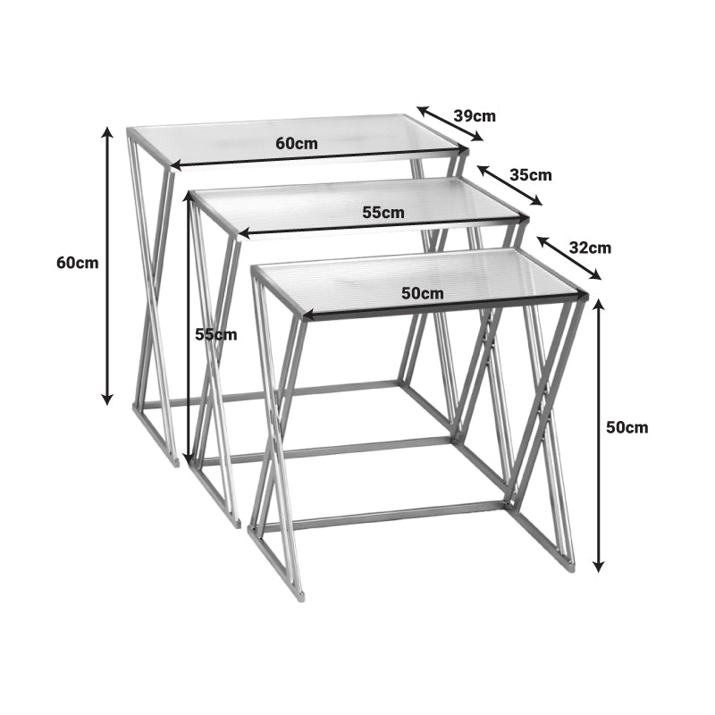 Set 3 masute de cafea Pitche, Auriu, 80x37x123 cm
