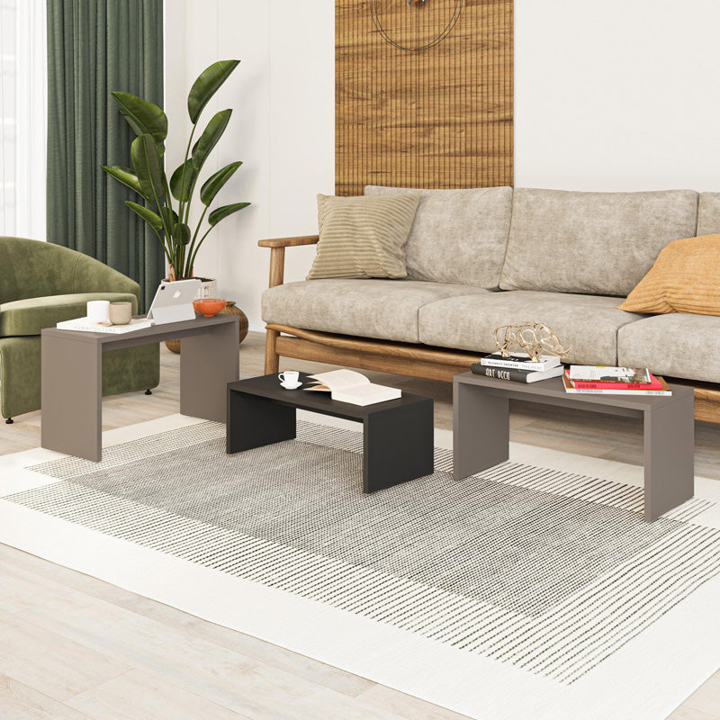 Set 3 masute Kantar, Antracit-Maro, 65x30x39 cm