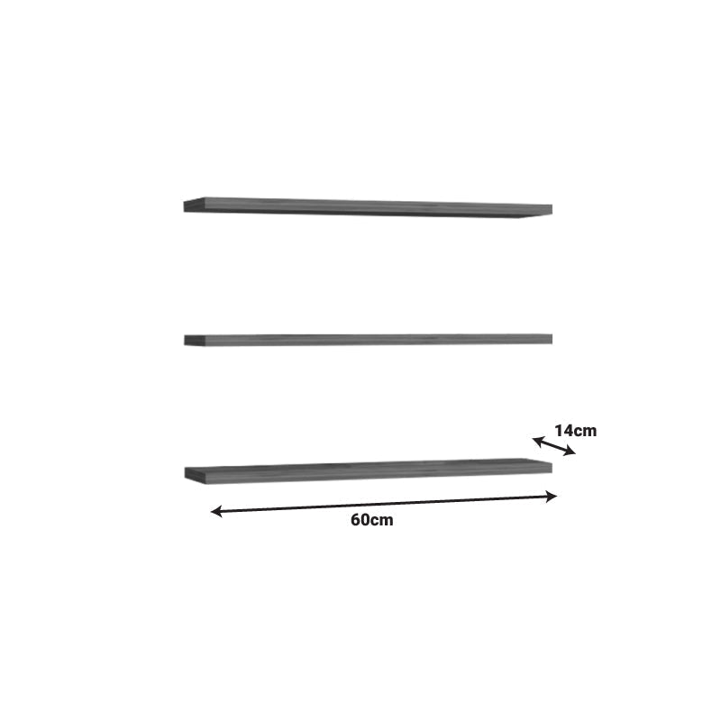 Set 3 rafturi de perete Edna, Melamina, 60x14 cm - Alb