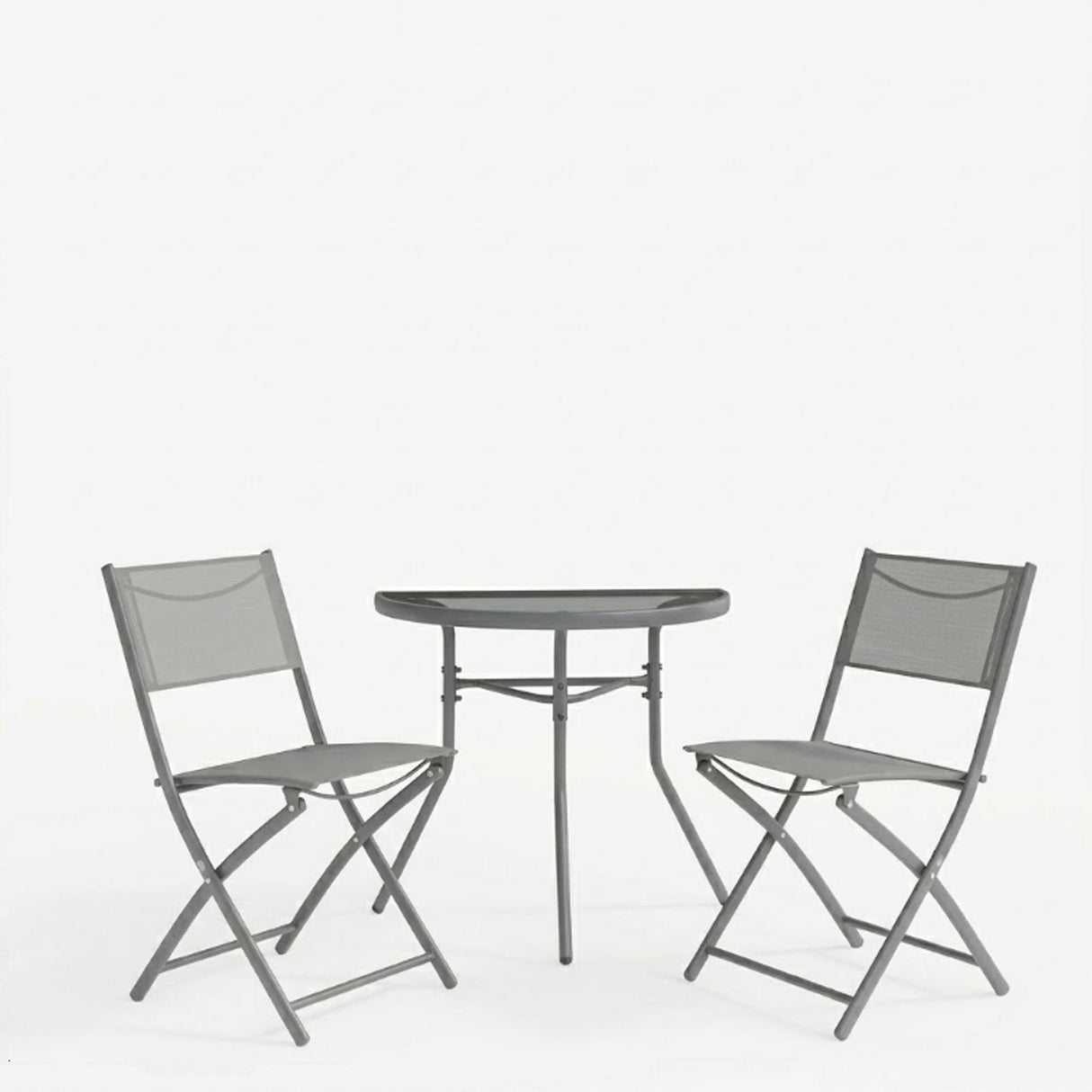 Set bistro exterior Bion Jeve, 3 piese, Antracit-Champagne, metal si textilene, 70x40x65 cm