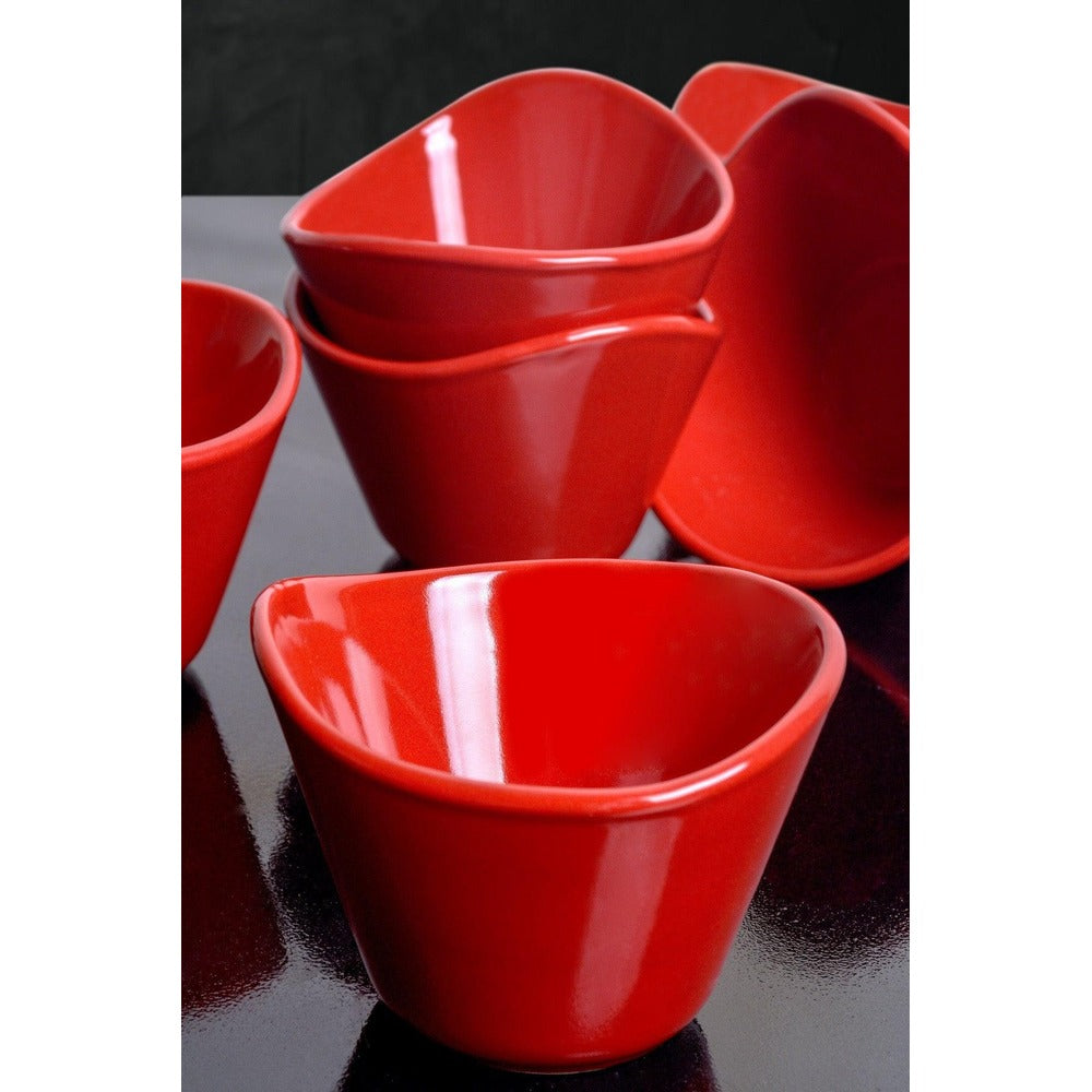 Set boluri ceramice Tigela, 6 Piese, Roșu, 11x8x8 cm