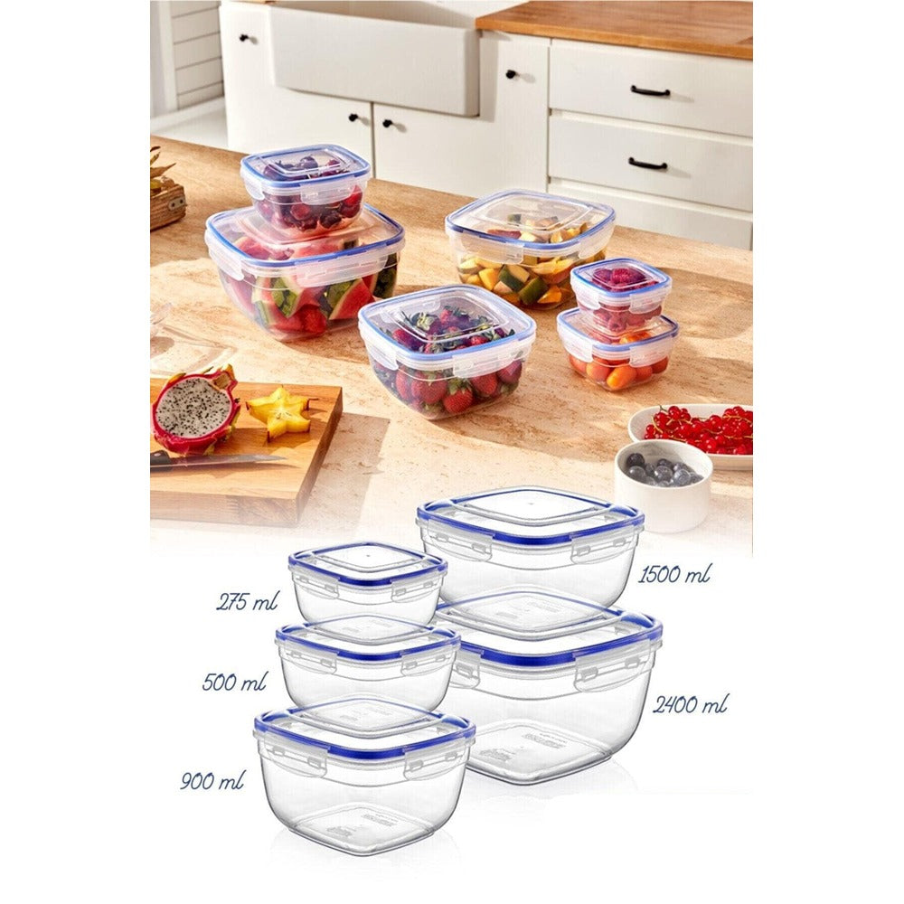 Set cutie de depozitare, Transparent, Multicolor, 17.3x17.3x9.8 cm