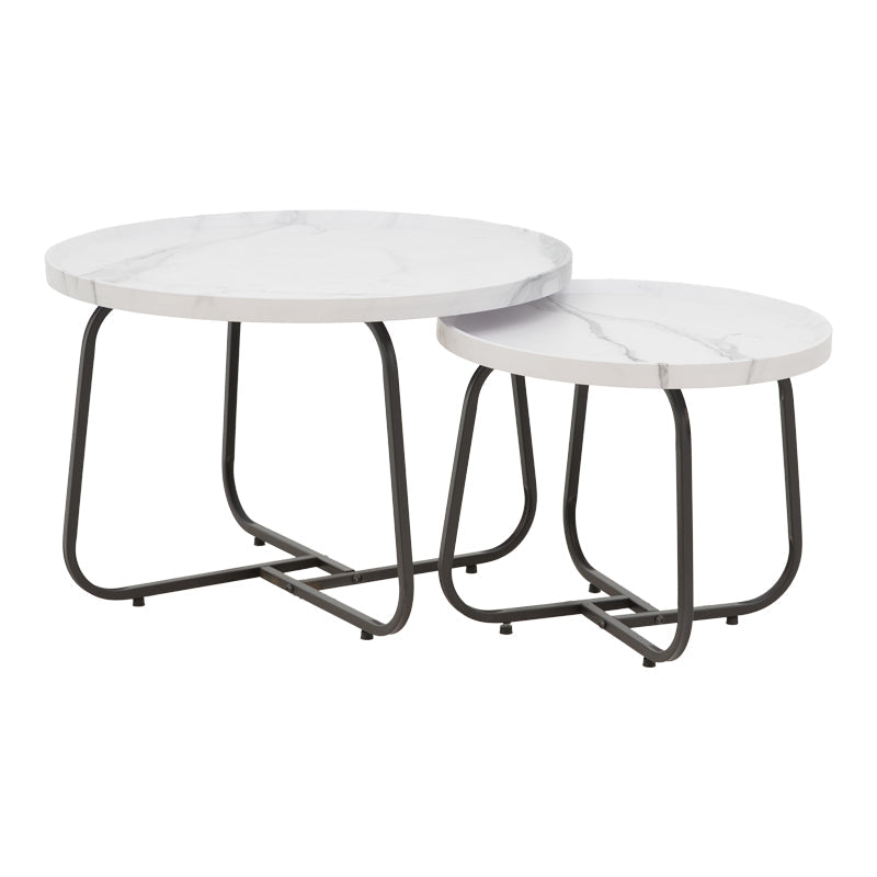 Set 2 mese de cafea Crismory, MDF si metal, 70x70x47 cm - Set 2 mese de cafea Crismory, MDF si metal, 70x70x47 cm
