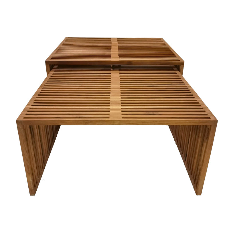 Set de 2 mese de gradina stivuibile Tinnie Boho, Natural, 86x80x46 cm