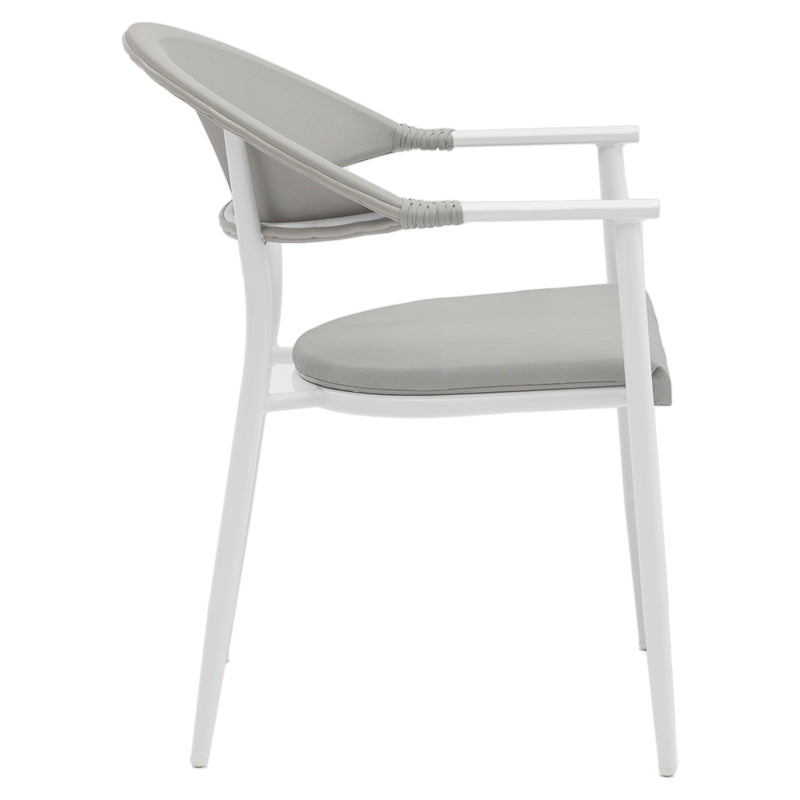 Set de 7 buc masa si scaune de gradina Kliton Pino aluminiu, alb, 150x80x74 cm