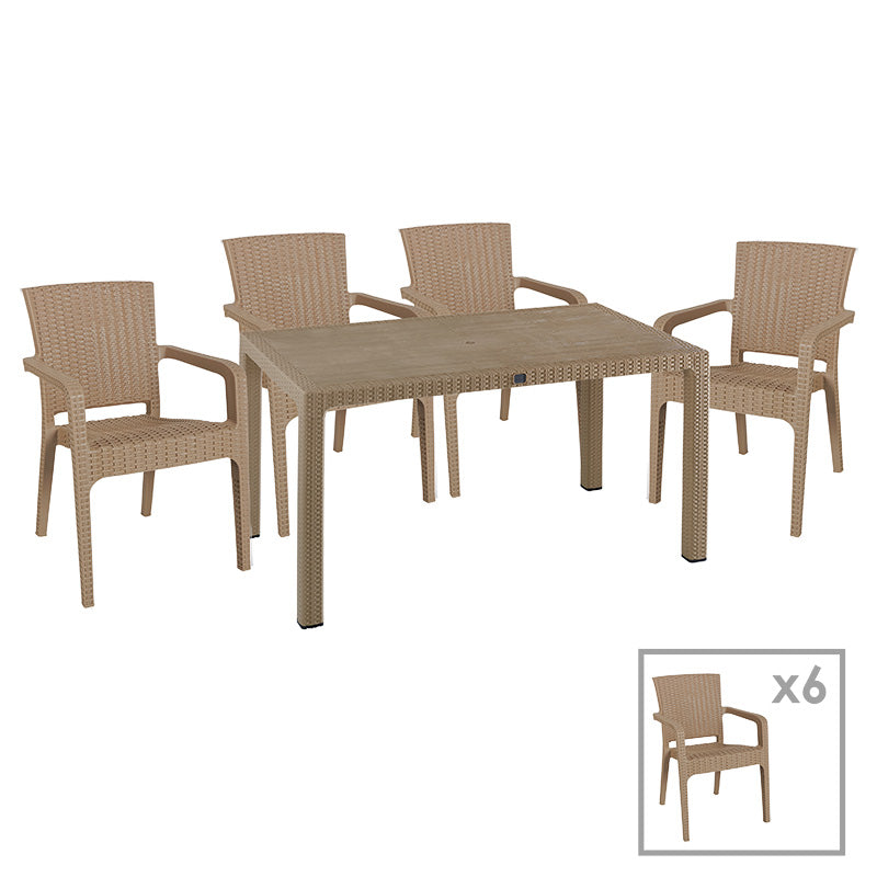 Set de sufragerie Explore-Halcyon 7 piese, Crem, 150x90x74 cm