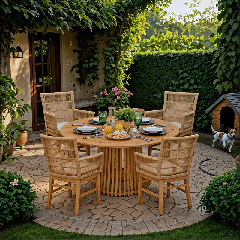 Set de sufragerie Inca-Kenda 5 piese, Natural, D120x75 cm